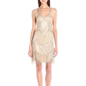 Adrianna Papell Beaded Coctail Dress with Fringe